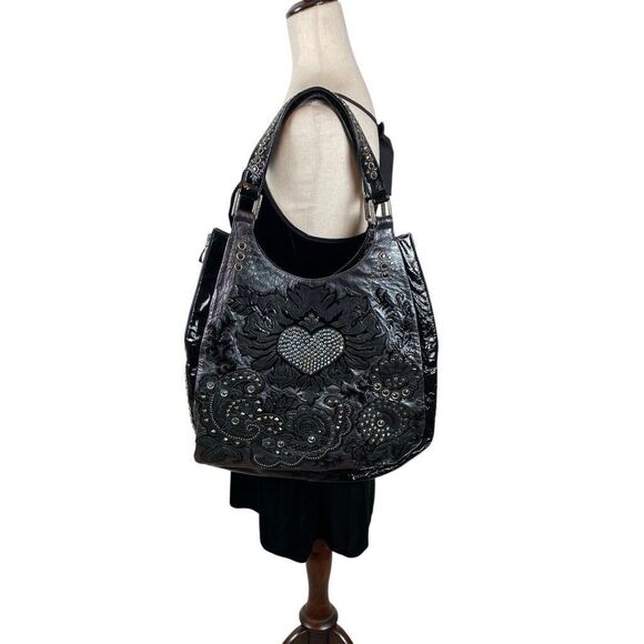 Kippys Y2K Iridescent Holo Leather Swarovski Crystal Embellished Shoulder Bag - Picture 2 of 16